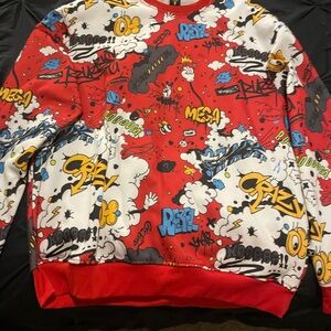 Red Graphic Men's Crewneck Sweater